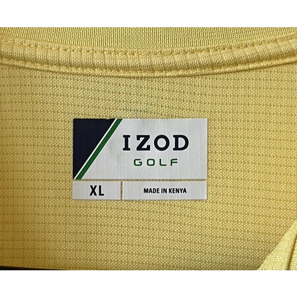 IZOD Golf Polo Men's XL Yellow Short Sleeve Shirt With Gray Logo - Picture 5 of 8
